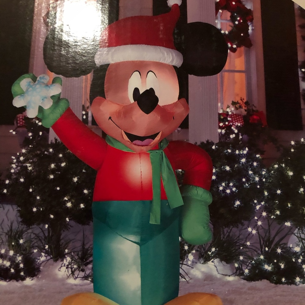 Disney Festive Mickey Mouse Inflatable with Red and Green